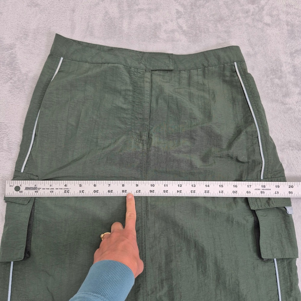 American Eagle Cargo Maxi Performance Green Nylon Skirt Piping Womens 6 (30) M - Picture 6 of 14